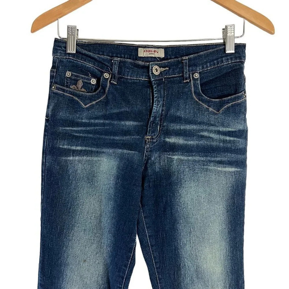 Liquid x Y2K Juniors Jeans Size 9 Flared Len Corduroy Patchwork Embellished Blue - Picture 3 of 11